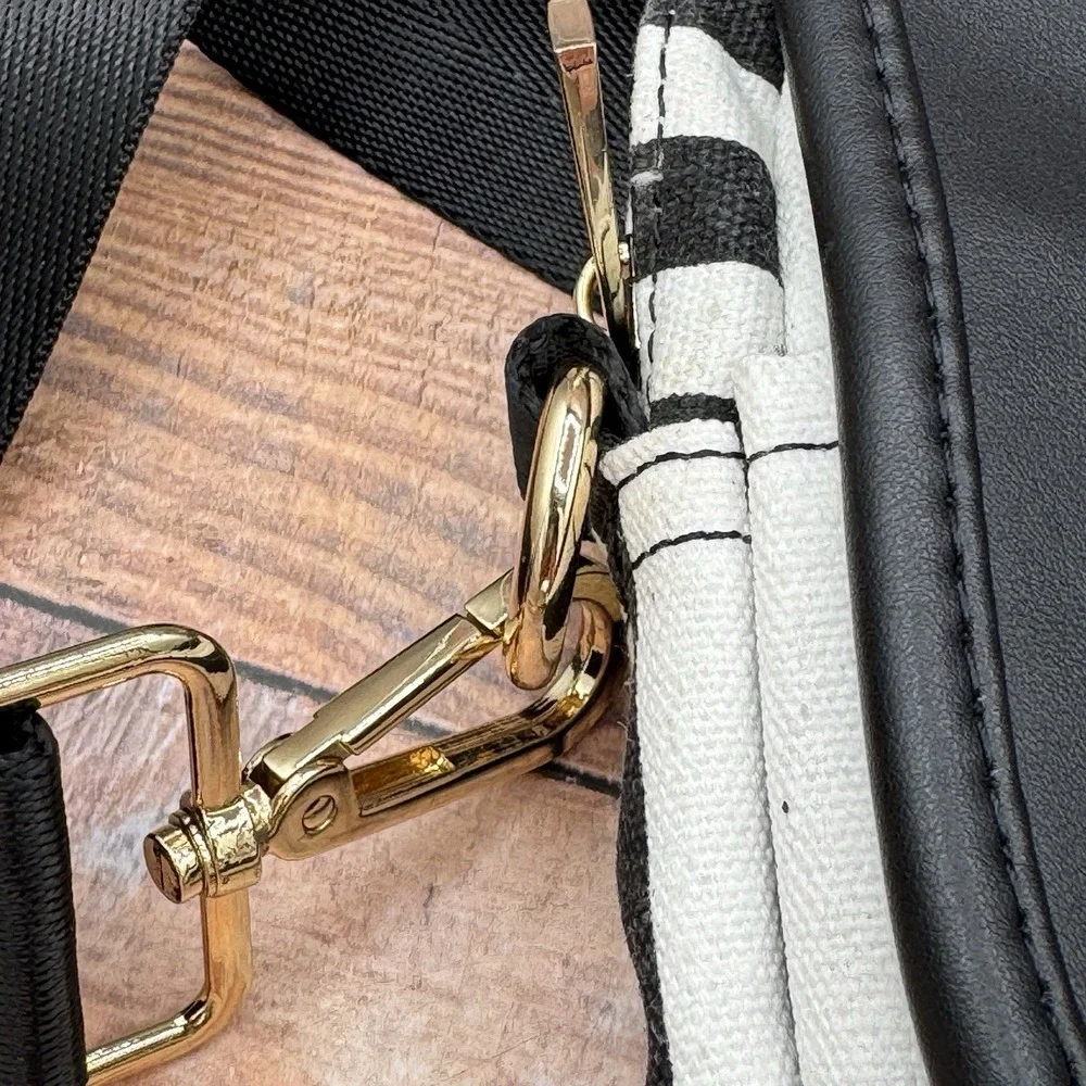 Lovevook Black White Striped Laptop Bag Satchel Shoulder Strap Handle Padded